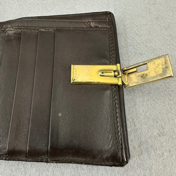 Gucci Leather Wallet Brown Snap Closure Bifold Coin Purse Vintage, flawed,‎ used - Picture 14 of 16